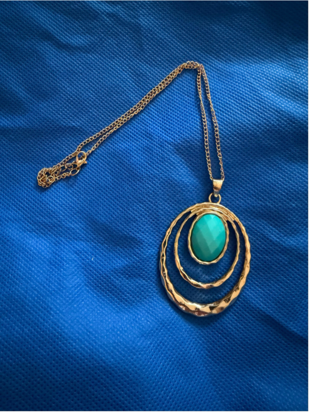 Unbranded Gold Turquoise Pendant Necklace One Size